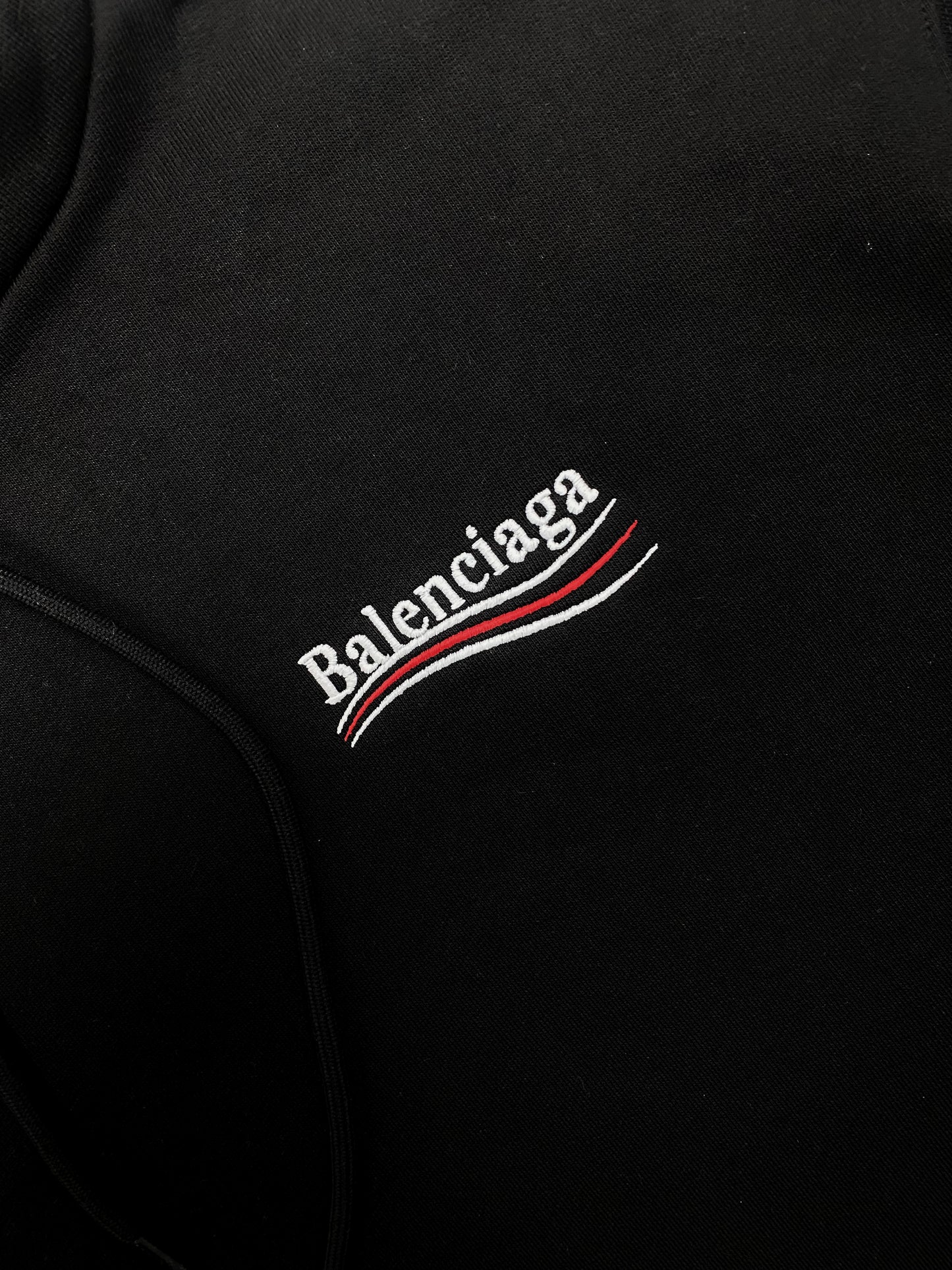Sweat à capuche noir en jersey de coton imprimé à broderies Balenciaga