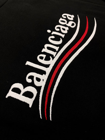 Sweat à capuche noir en jersey de coton imprimé à broderies Balenciaga