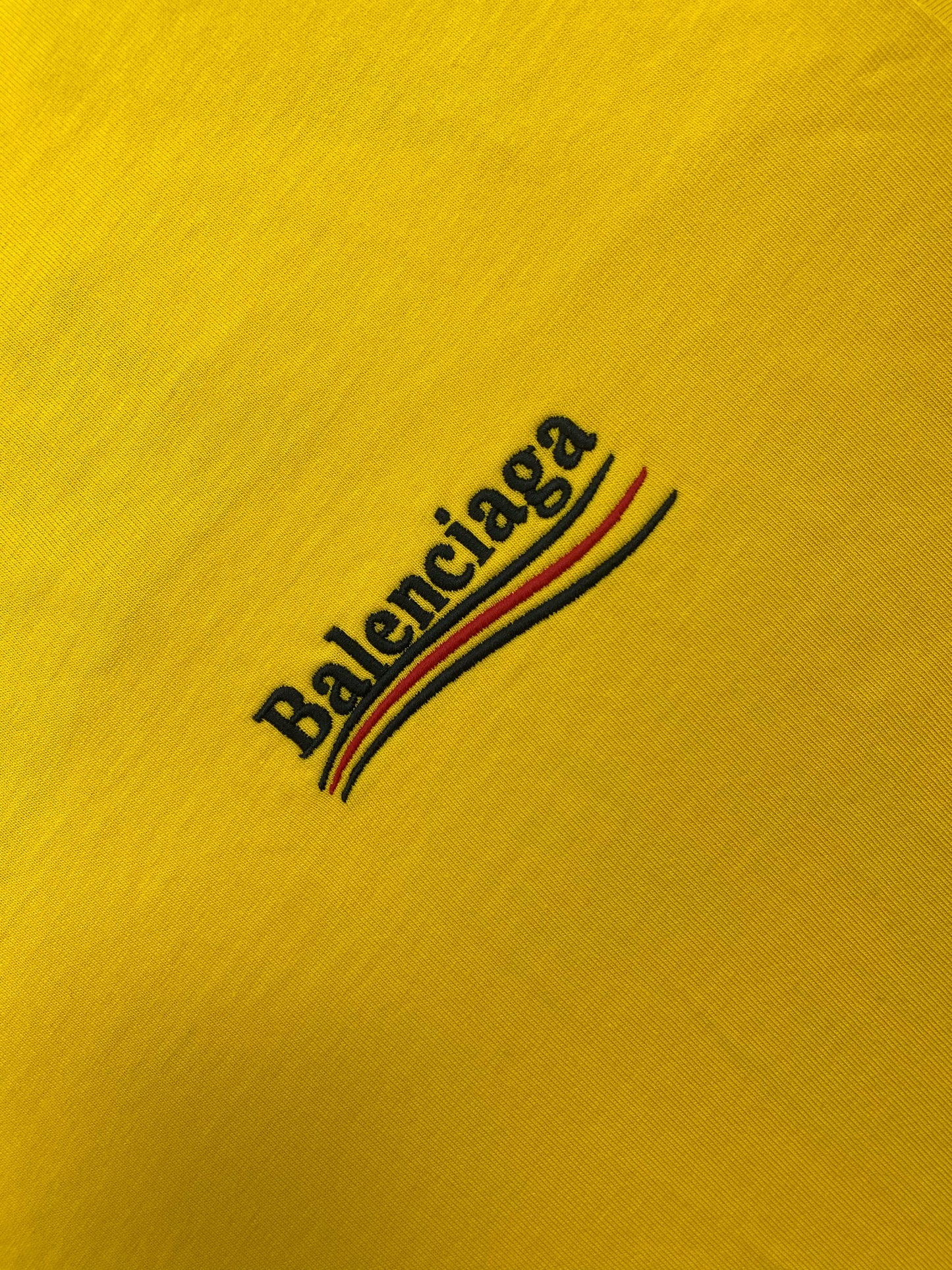 T-shirt Balenciaga en jersey de coton à broderie logo jaune