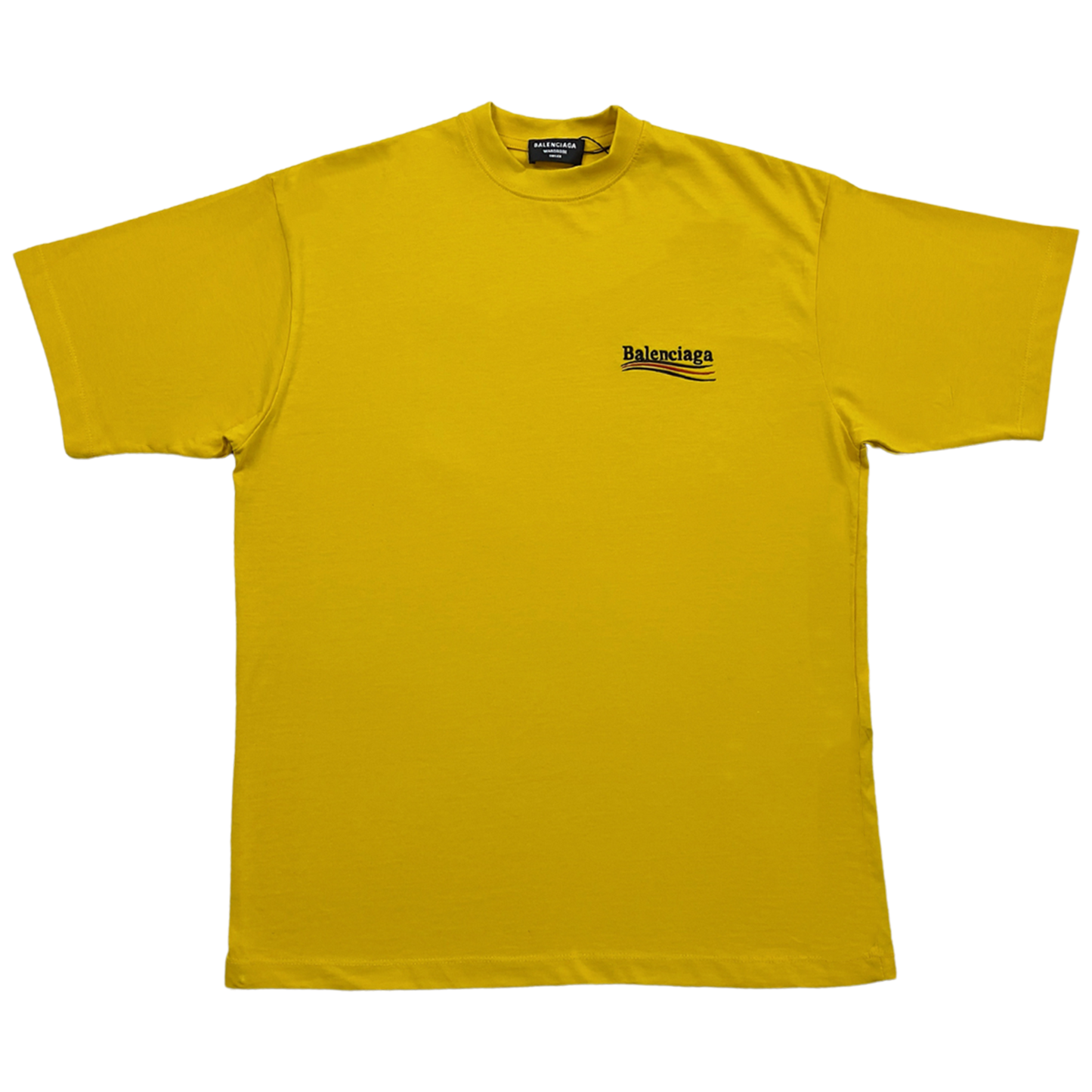 T-shirt Balenciaga en jersey de coton à broderie logo jaune