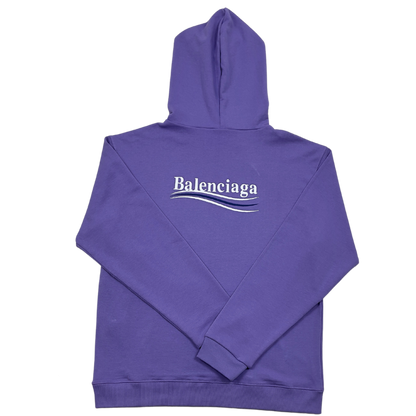Purple Balenciaga embroidered printed cotton jersey hoodie