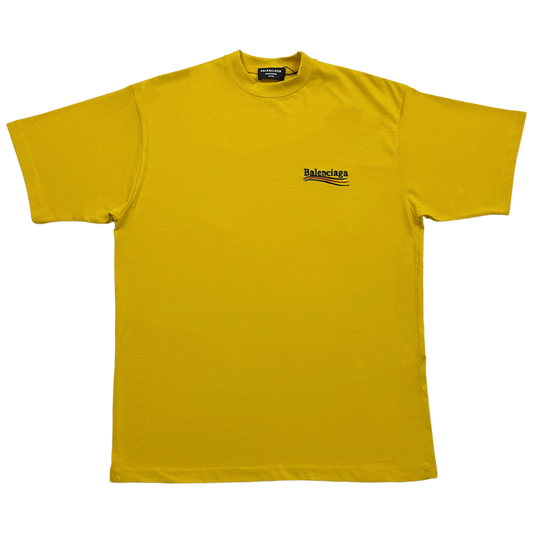 Camiseta Balenciaga de punto de algodón con logo bordado amarillo